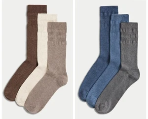 M & S brown or Blue mix gentle grip 3 pack socks size 6/8.5 & 9/12 - Picture 1 of 5