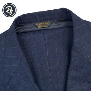 VTG 44 L Southwick Clothes  X Paul Stuart Navy Blue Flannel Weight Chalk Stripe - Picture 1 of 23