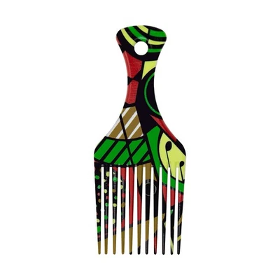 Afropick Afro Hair Pick Comb HARLEM Multicolor Curly Brush Styling Barber Tool - Image 1 of 2