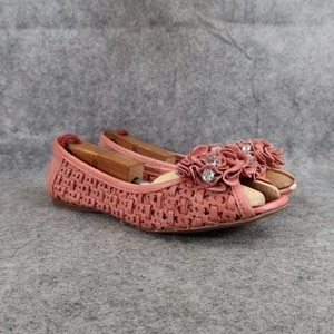 Report Shoes Womens 7 Flats Slip On Woven Peep Toe Ruffle Embellished Fashion - Picture 1 of 18