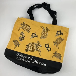 Tasche Damen gelb schwarz Reißverschluss Playa del Carmen Mexiko Meeresschildkröten - Bild 1 von 10