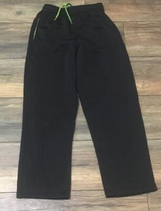 Boys Tek Gear Workout Athletic Pants Size Large Black with Neon Green Accent - Picture 1 of 3