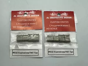Lot of 2 JL Innovative Design Explosives / TNT Crates, Tan, HO Scale, NIB - Picture 1 of 6