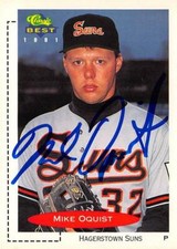 Mike Oquist autographed baseball card (Orioles) 1991 Classic Best Rookie #188