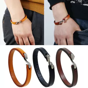 Men's Women's Vintage Leather Handmade Wristband Bracelet Fashion Jewelry Gif ~ - Picture 1 of 22