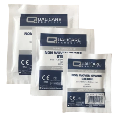 Sterile Swabs - 10cm, 7.5cm, 5cm - Non Woven Gauze Swabs 4PLY Absorbent Pads