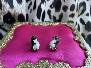 Betsey Johnson Vintage Snow Angel Winter Penguin Bird Crystal Earrings VERY RARE - Picture 1 of 2