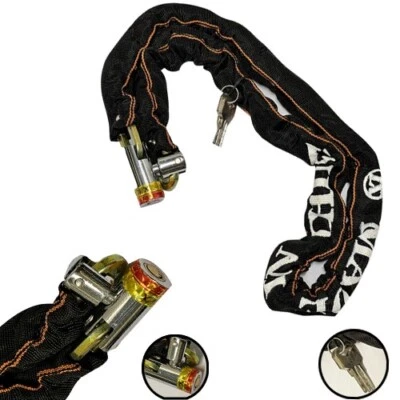 MOTORCYCLE MOTORBIKE BIKE SECURITY HEAVY DUTY CHAIN AND STRONG PADLOCK LOCK - Image 1 of 4