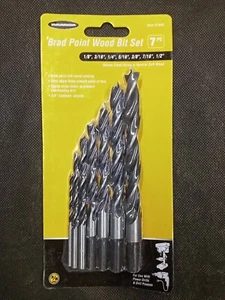 New 7 pc Piece Brad Point Wood Bit Set 3/8" Cut Down Shanks 1/8"-1/2" - Picture 1 of 2