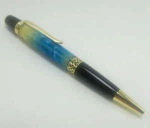 Handgefertigter handgedrehter Gold Tisch Acryl Twist Kugelschreiber - Bild 1 von 3