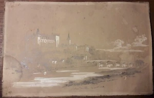Pyrénées : Dessin original du château de PAU par Eugène de MALBOS, 1840. - Picture 1 of 5