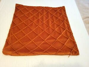 Vintage Velvet Throw Pillow Cover Autumn Fall Orange 17"x17" Crisscross Cording