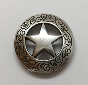 WESTERN SADDLE HORSE TACK ANTIQUE ENGRAVED RANGER STAR CONCHOS screw back - Picture 1 of 8