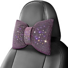 Rhinestone Car Headrest Neck Pillow for Driving with Bling Bling Crystal Bows Pi
