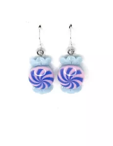 New Resin Blue Pink Candy Earrings 925 Sterling Silver Hooks - Picture 1 of 1