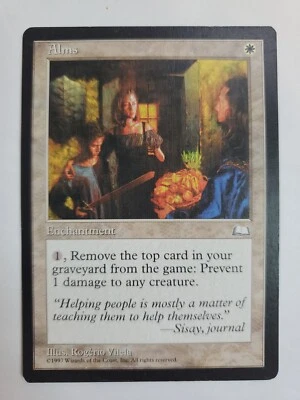 MTG Magic The Gathering Card Alms Enchantment White Weatherlight 1997 - Image 1 of 2
