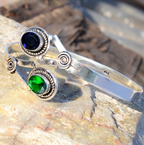 VALENTINO Bracciale Tanzanite e Cromo Diopside Gemma Argento Sterling 925 Bellissimo Regalo