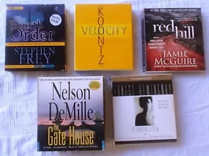 5 Used Unabridged Audiobooks NELSON DEMILLE Jamie McGuire HEMINGWAY Koontz FREY - Imagen 1 de 16
