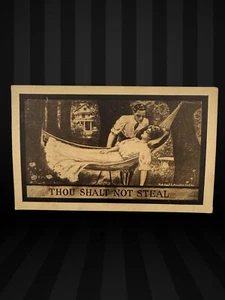 1911 🖤 ROMANTIC COMIC POSTCARD 🖤 COUPLE THOU SHALT NOT STEAL KISS POST CARD - Picture 1 of 13