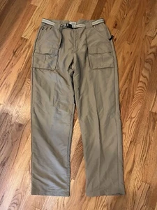 LL Bean Khaki Tan Pants Shorts Belted Mens L Tall Outdoors Hiking Cargo - Picture 1 of 5