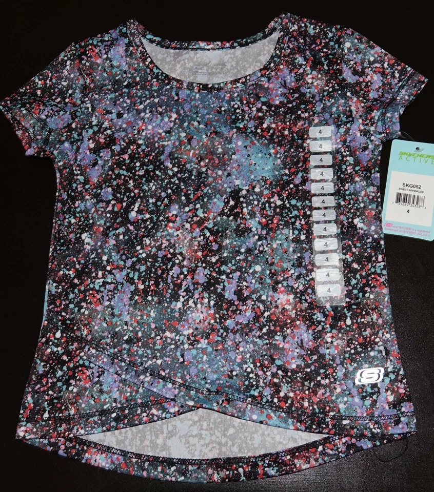 SKECHERS active sweet sprinkles short sleeve splattered T-shirt size girl 4