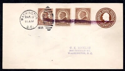 US 1925 SCOTT #U481 UPRATED SC. #553, 583, 598 TIED WASHINGTON, D.C. MAR 9, 1925 - Image 1 of 2