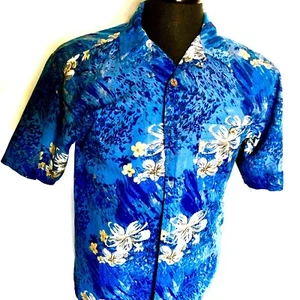 Camisa Hawaiana Vintage Floral Marina Beige para Hombre Hawaiana Hawaii Original Talla L - Imagen 1 de 3