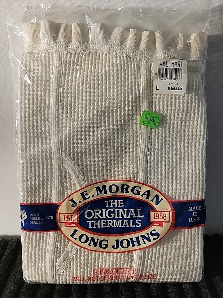 J E Morgan Mens L Original Long Johns Thermal Ankle Length Drawer Vintage NOS