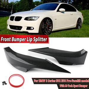 Gloss black Front Bumper Splitter Spoiler Lip Fit BMW E92 E93 3-SERIES M-SPORT - Picture 1 of 10