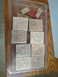 Stampin Up 2005 Say Something Mice Set of 8 Rubber Stamps Card Making Craft - Picture 1 of 7