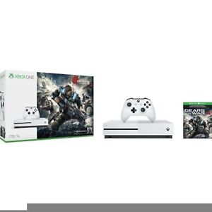Microsoft Xbox One S Gears Of War 4 1TB Console Bundle White Very Good 7Z