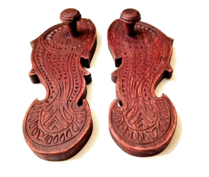 handcarved Wooden slipper fish shaped charan Paduka khadau Hinduism Pooja item - Picture 1 of 7