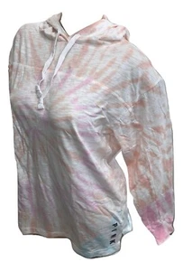 Victoria's Secret Pink Campus Lightweight Hoodie Tee Color Tie Dye XSmall NWT - Picture 1 of 3