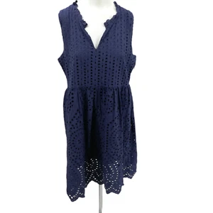 Sundance blau Ösen Versprechen Spitze Kerb Ausschnitt Etui-Kleid Größe PL Zierlich Rüschen - Bild 1 von 10