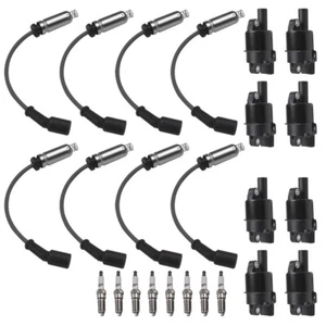 8pcs Round Ignition Coil &Spark Plug &Wire for GMC Chevy Silverado 1500 V8 UF742 - Picture 1 of 8