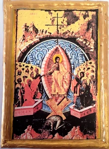 The Resurrection of Jesus Christ Anastasis Balkan Eastern Orthodox Icon Plaque - Picture 1 of 5