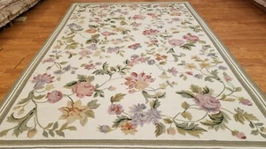6 x 9 Hand woven English Garden Needle point 100% wool Area rug - Picture 1 of 9