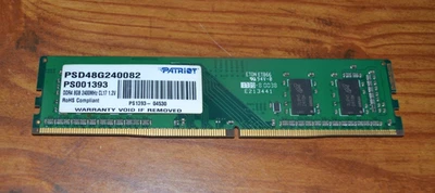 Patriot - 8GB - DDR4 SDRAM - 2400Mhz - Memory Module - PSD48G240082 - Used - Image 1 of 2
