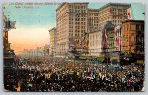 Vintage 1912 Canal Street Mardi Gras Postcard New Orleans LA - Picture 1 of 2