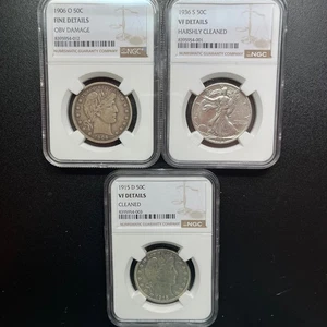 NGC U.S. Silver Coin LOT: Barber Half Dollar / Walking Liberty Half Dollar - Picture 1 of 8