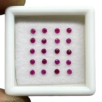 0.51 Cts Lot 20 Pcs Natural Ruby Round Calibrated Cut 1.7mm Loose Gemstones - Image 1 of 4