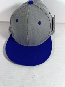 Premium Headwear Snapback Hat Gray /blue One Size Adjustable - Picture 1 of 9