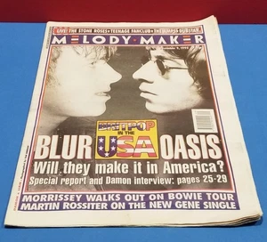 VTG ORIGINAL 1995 OASIS VS BLUR UK MELODY MAKER PAPER / MAGAZINE MORRISSEY  ++++ - Picture 1 of 8