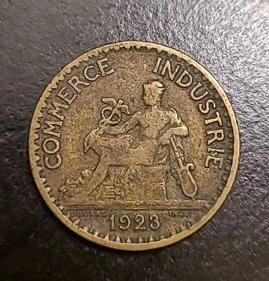 Moneda de 1 franco Francia 1923, aluminio bronce, mercurio, 23 mm Foto 1 de 2