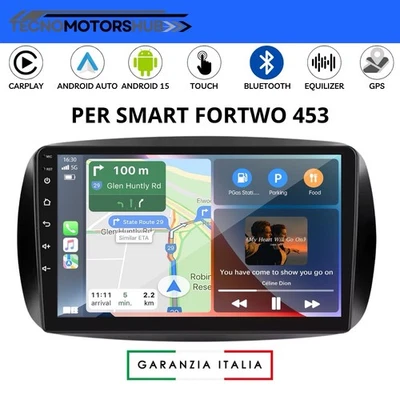 Autoradio 9” Car Tablet Android 15 Carplay Per Smart 453 Forfour Fortwo 2014-23 - Immagine 1 di 4