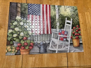 BANDERA PORCHE DELANTERO ~ 500 PIEZAS. PUZZLE BÚFALO ~ SUSAN WINGET ~ COMPLETO ~ USADO EN EXCELENTE ESTADO - Imagen 1 de 7