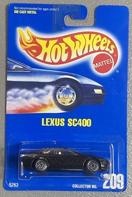 Tarjeta azul Hot Wheels 1992 #209 negro Lexus SC400 con interior blanco con ultra hots Foto 1 de 4