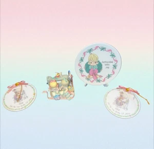 Precious Moments  Good Friends Share Sew Much , Plate And 2 Ornaments Bundle - Picture 1 of 8