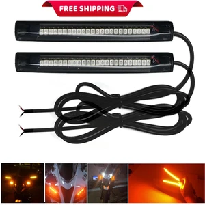 2Pcs 10CM Amber led Strip Motorcycle Turn signal lights,Universal Front Rear Ind - Picture 1 of 8