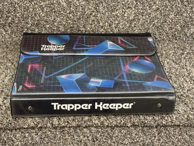 Vintage Mead Trapper Keeper Portfolio Binder Neon Geometric 80s 3-Ring   - Image 1 of 4